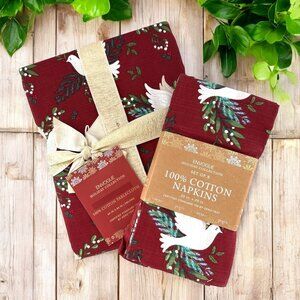 NEW Envogue Holiday Collection Tablecloth Napkins Christmas Dove 60 x 84 Oblong